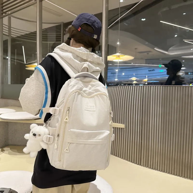 URBAN FOREST Nylon Backpack Unisex Ecru/Black/Pink/Light Purple/Yellow/Light Blue-4