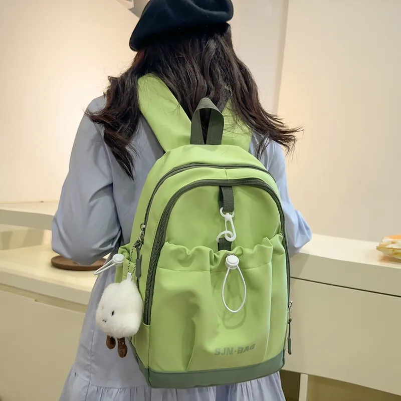 URBAN FOREST Nylon Backpack Unisex Black/Yellow/Green/Blue/Pink-11