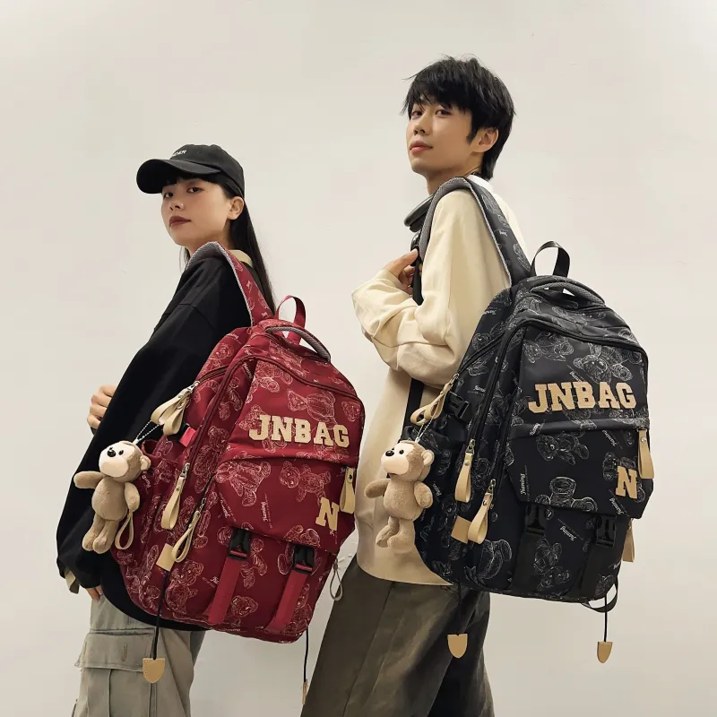 URBAN FOREST Nylon Backpack Regular Unisex White/Black/Burgundy/Green-13