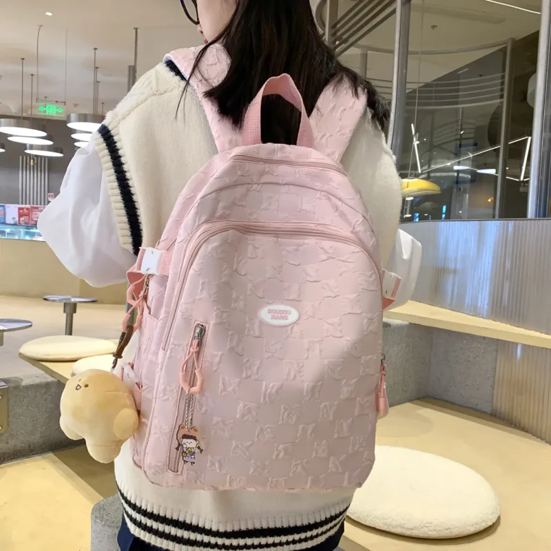 URBAN FOREST Nylon Backpack Unisex Blue/Pink/Black/Khaki/White-8