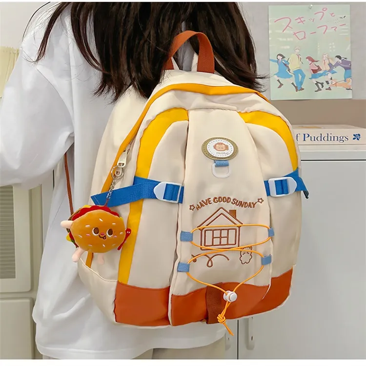 URBAN FOREST Nylon Backpack Regular Unisex White & Pink Blue/White & Yellow Blue/White & Yellow Green Black-6