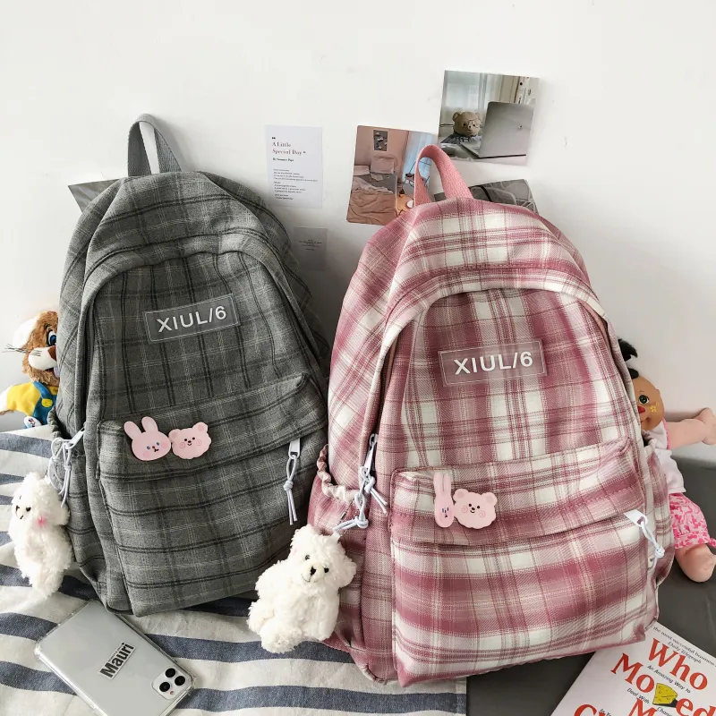 URBAN FOREST Cotton Linen Blend Backpack Unisex Black/Gray/Purple/Blue/Green-12