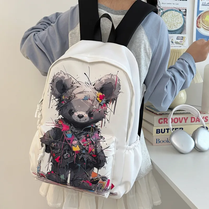 URBAN FOREST Nylon Backpack Unisex Black/White-8