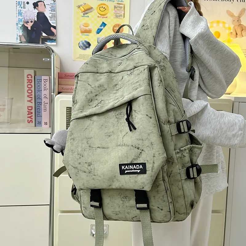 URBAN FOREST Nylon Backpack Unisex Ecru/Black/Burgundy/Green-21