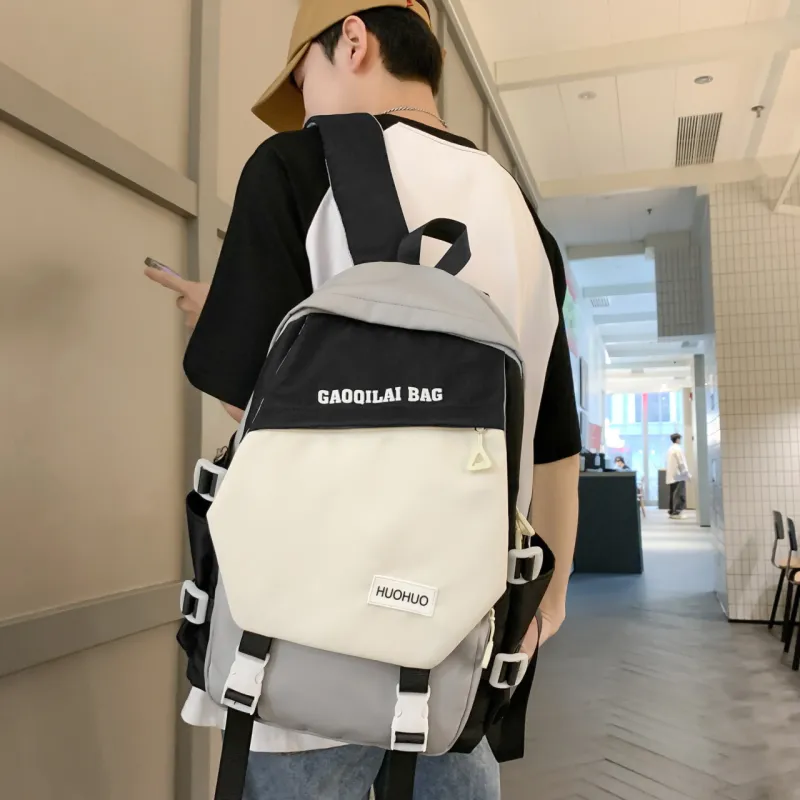 URBAN FOREST Nylon Backpack Unisex Burgundy/Pink/Khaki/Black-23