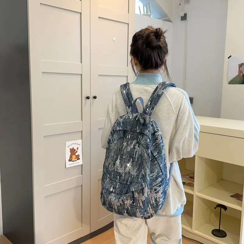 URBAN FOREST Denim Backpack Regular Unisex Black/Light Blue/Dark Blue-15