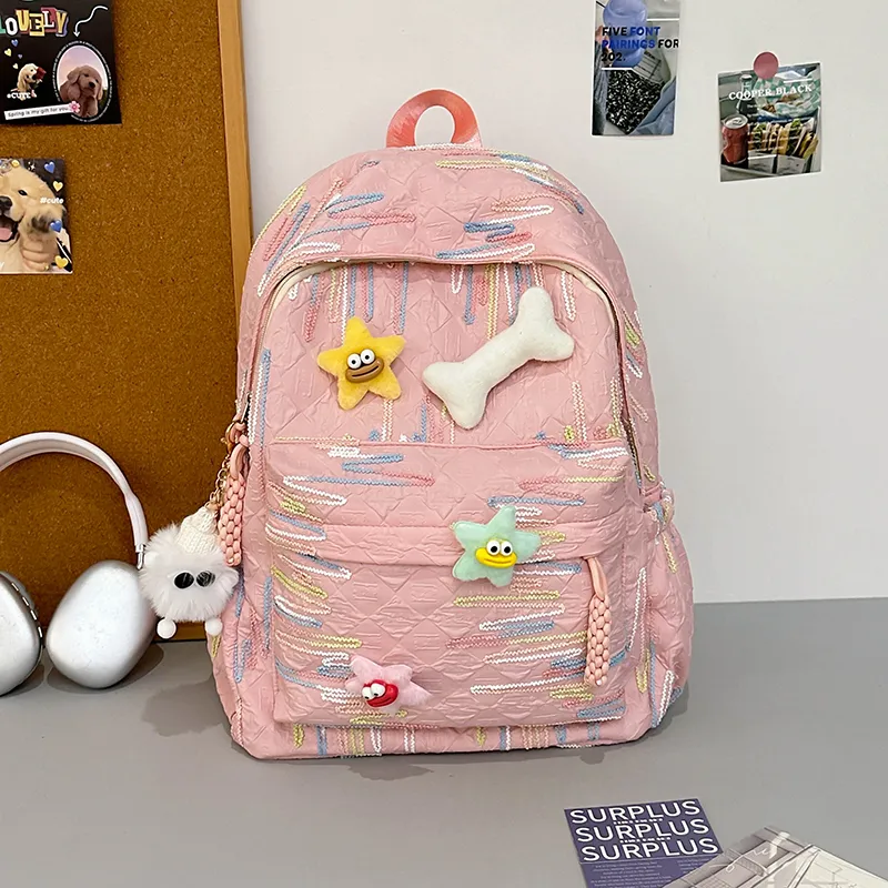URBAN FOREST Nylon Backpack Regular Unisex Ecru/Black/Violet/Pink-12