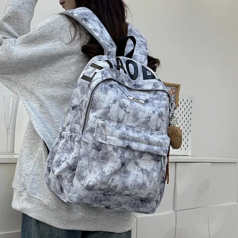 URBAN FOREST Nylon Backpack Unisex White/Black/Burgundy/Green-4