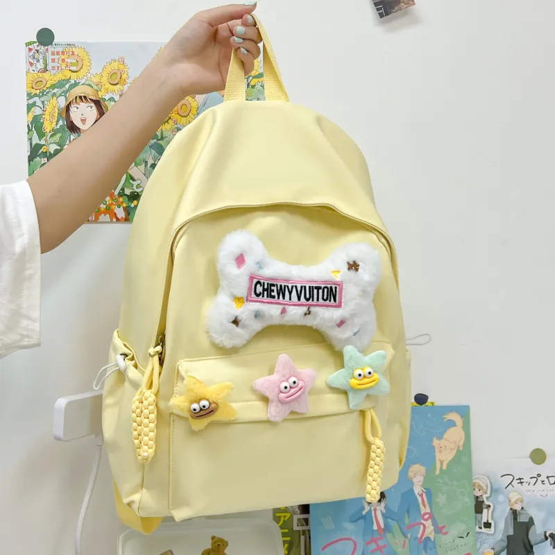 URBAN FOREST Composite Cloth Backpack Unisex Yellow/Pink/Black/Green/White-5