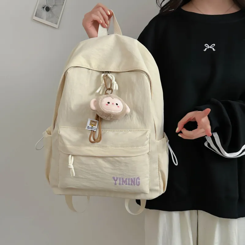 URBAN FOREST Nylon Backpack Unisex Pink/Light Blue/Burgundy/Black/White-23