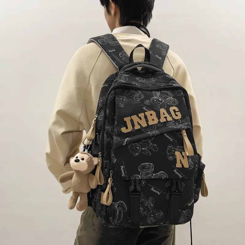 URBAN FOREST Nylon Backpack Regular Unisex White/Black/Burgundy/Green-7