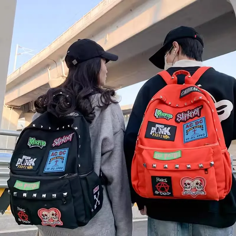 URBAN FOREST Canvas Backpack Unisex Orange/Black-2
