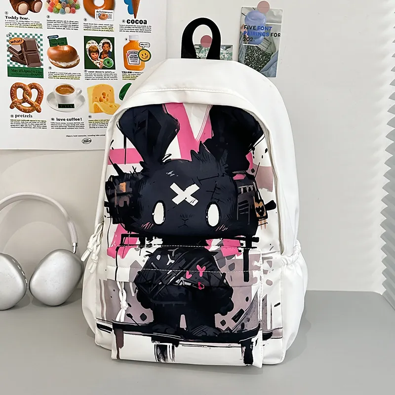 URBAN FOREST Nylon Backpack Unisex Black/White-7
