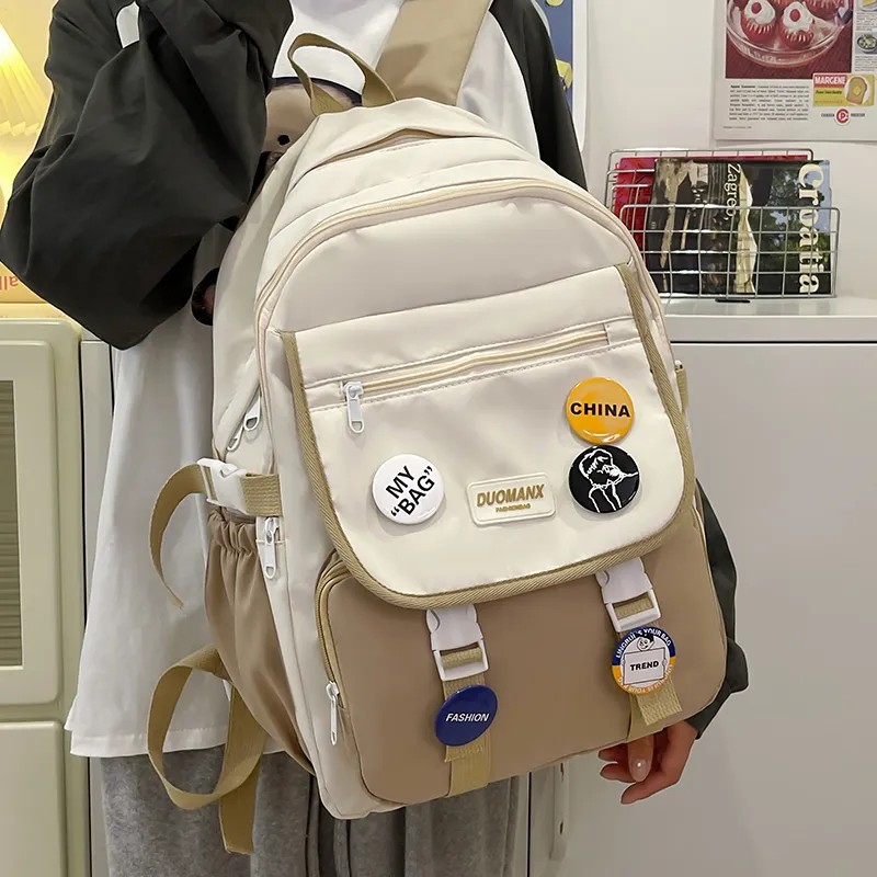 URBAN FOREST Nylon Backpack Regular Unisex Black/Yellow/Khaki/Blue/Brown-8