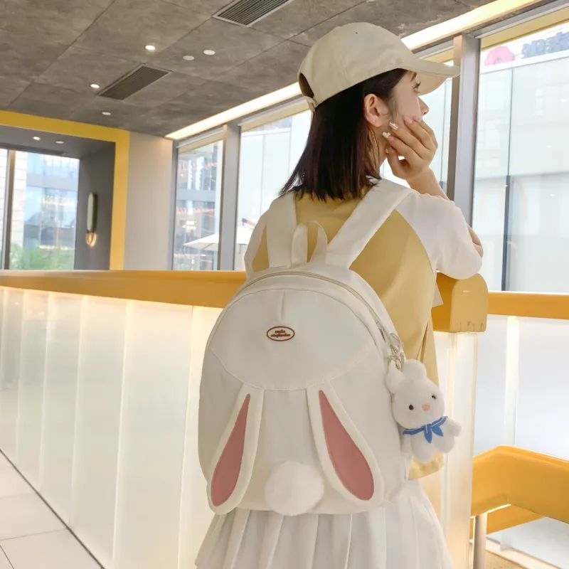 URBAN FOREST Nylon Backpack Unisex White/Black/Pink/Yellow/Blue-5