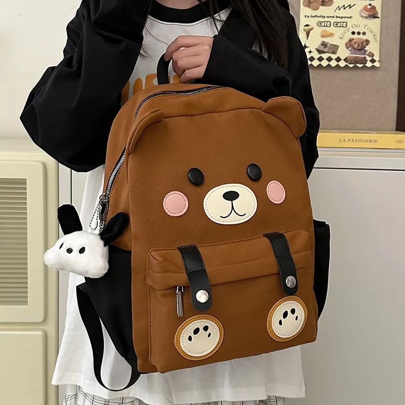 URBAN FOREST Nylon Backpack Women's White/Black/Brown-14