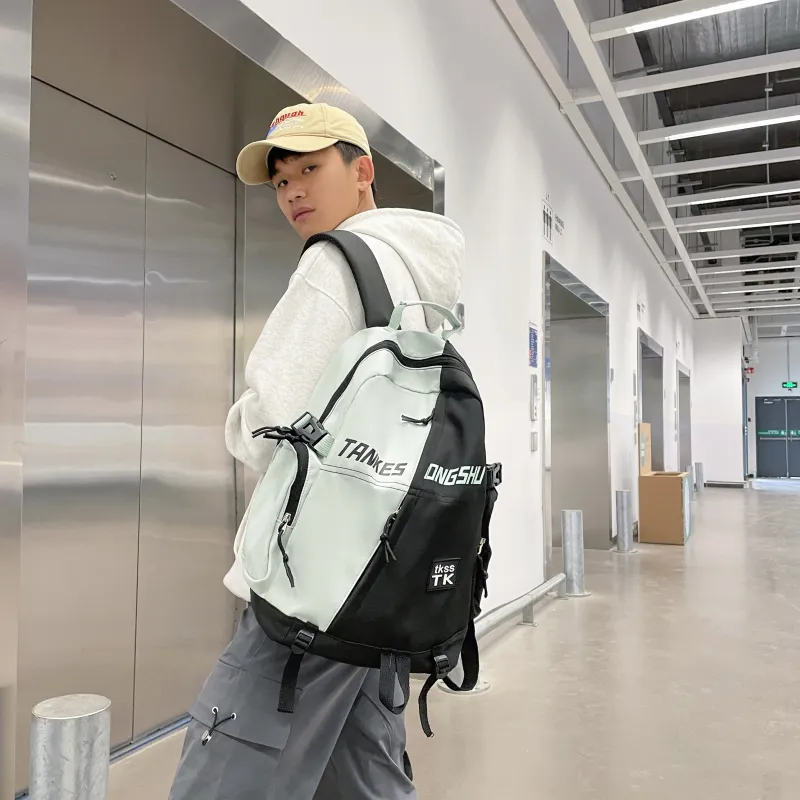 URBAN FOREST Nylon Backpack Unisex White/Red/Green/Blue-15