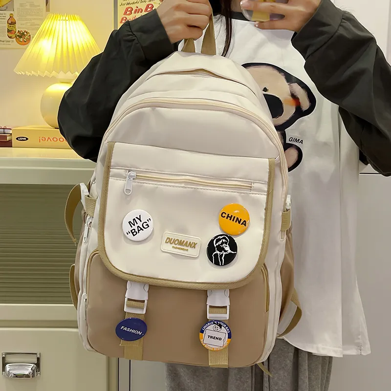 URBAN FOREST Nylon Backpack Regular Unisex Black/Yellow/Khaki/Blue/Brown-7