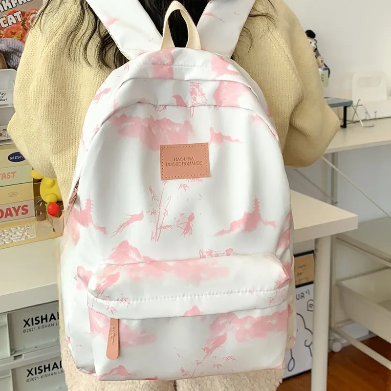 URBAN FOREST Composite Cloth Backpack Unisex Gray/Pink/Red/Green-6