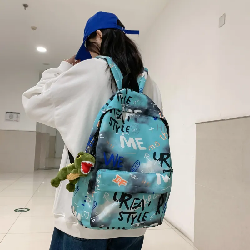 URBAN FOREST Nylon Backpack Unisex Blue/Green/Gray/White-9