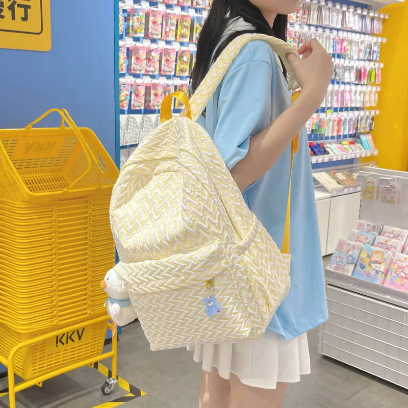 URBAN FOREST Nylon Backpack Unisex Yellow/Light Green/Light Blue/Pink/Silver-1