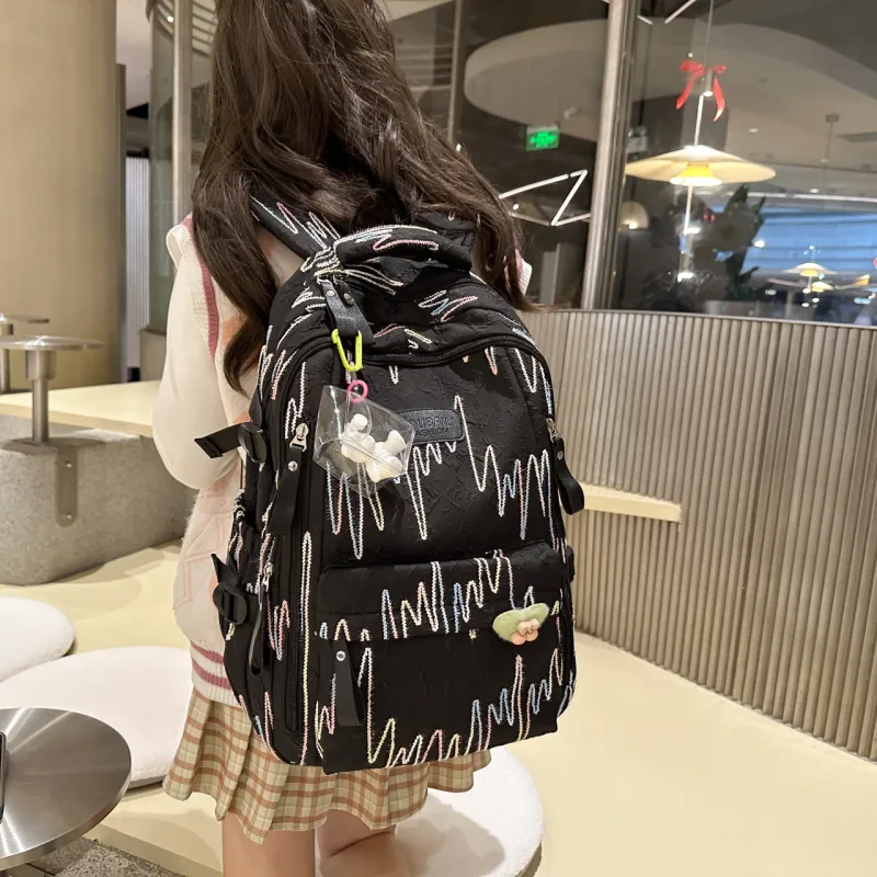 URBAN FOREST Nylon Backpack Regular Unisex Black/White/Yellow/Blue/Pink-3