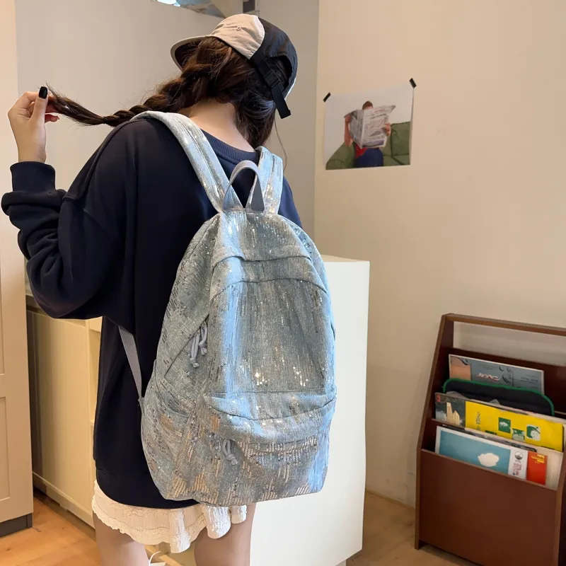 URBAN FOREST Denim Backpack Regular Unisex Black/Light Blue/Dark Blue-10