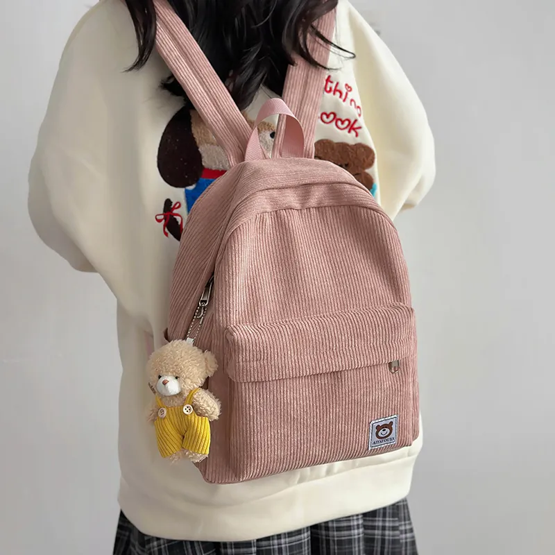 URBAN FOREST Corduroy Backpack Unisex Multicolor-4