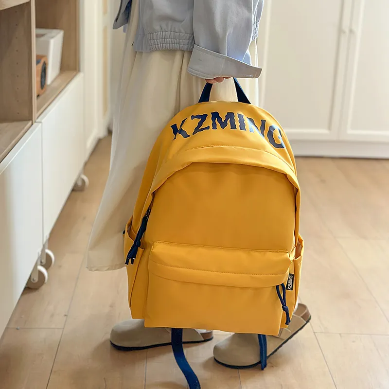 URBAN FOREST Nylon Backpack Unisex Black/Red/Yellow/Navy Blue-16