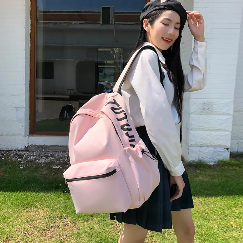 URBAN FOREST Nylon Backpack Unisex White/Black/Blue/Pink-20