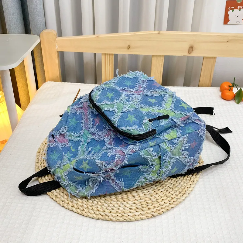 URBAN FOREST Canvas Backpack Women's Ecru/Blue-6