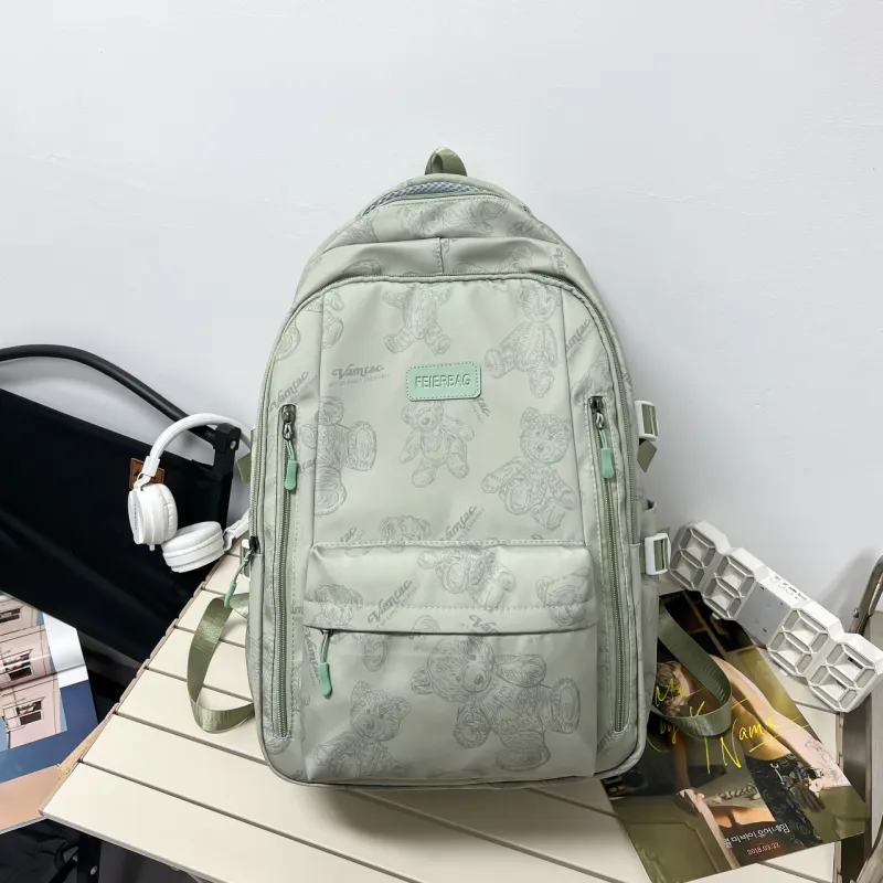 URBAN FOREST Composite Cloth Backpack Unisex White/Gray/Black/Green-13