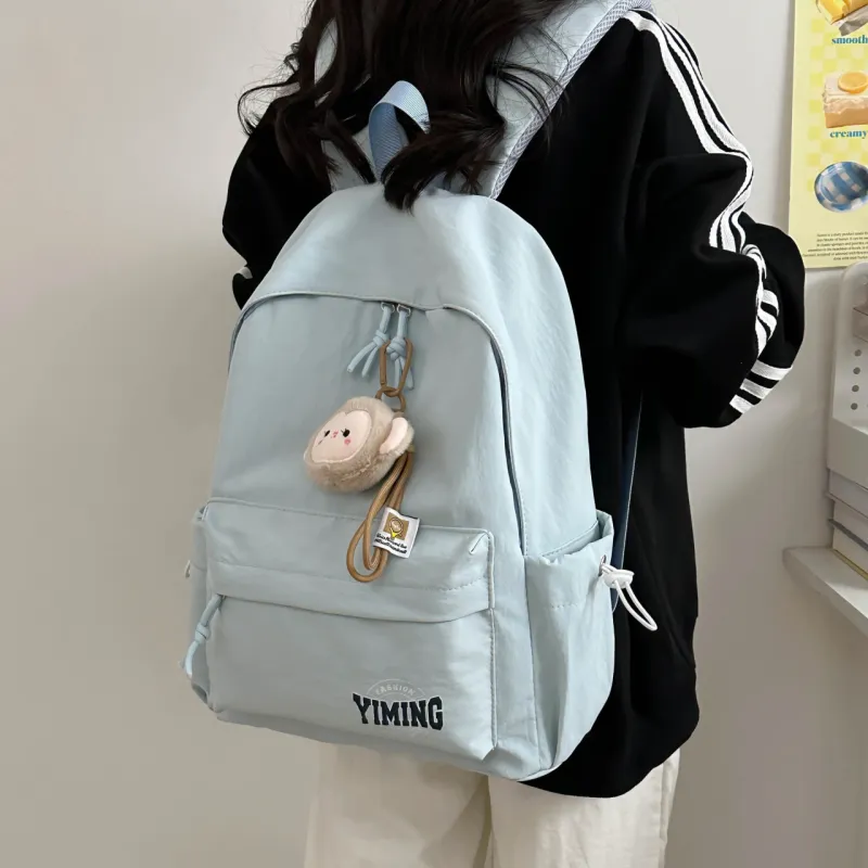 URBAN FOREST Nylon Backpack Unisex Pink/Light Blue/Burgundy/Black/White-9