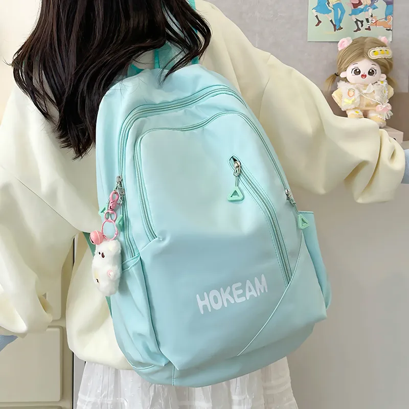 URBAN FOREST Nylon Backpack Unisex Light Green/Pink/Yellow/Black/White-2