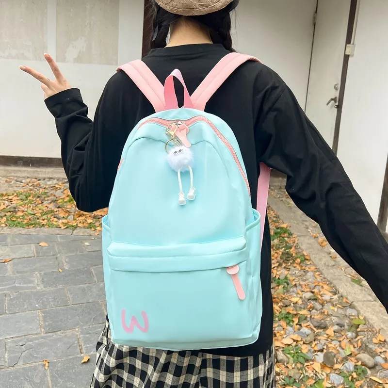 URBAN FOREST Composite Cloth Backpack Unisex Black/Pink/Bright Yellow/Lake Blue-18