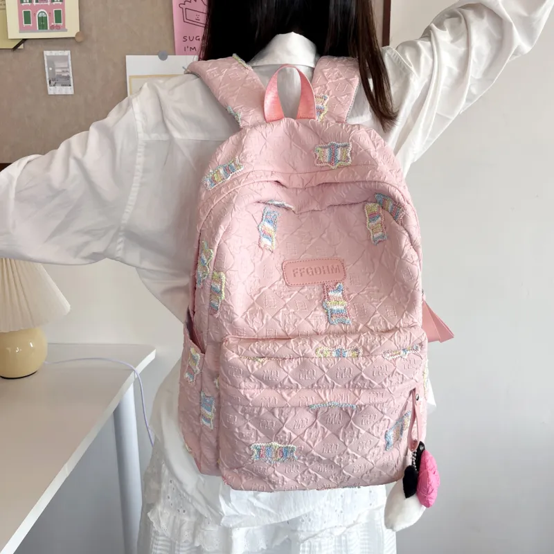 URBAN FOREST Nylon Backpack Regular Unisex Blue/Purple/Pink/Black/White-13