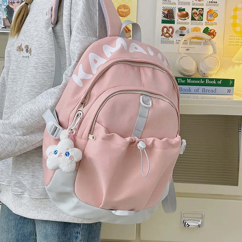 URBAN FOREST Nylon Backpack Unisex Yellow/Blue/Pink/Black/White-22
