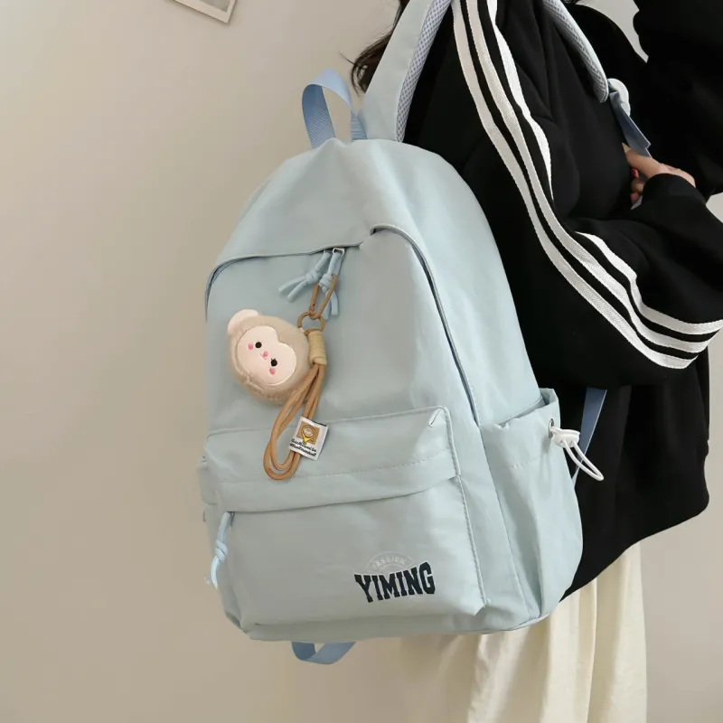 URBAN FOREST Nylon Backpack Unisex Pink/Light Blue/Burgundy/Black/White-10
