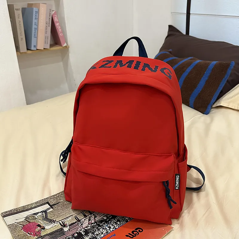 URBAN FOREST Nylon Backpack Unisex Black/Red/Yellow/Navy Blue-9