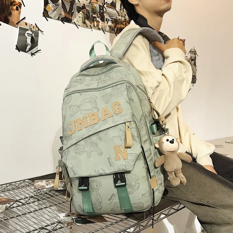 URBAN FOREST Nylon Backpack Regular Unisex White/Black/Burgundy/Green-16