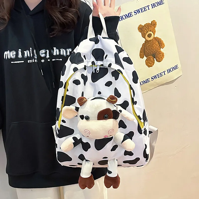 URBAN FOREST Nylon Backpack Unisex Blue/Pink/Black/White/Cow Color-27