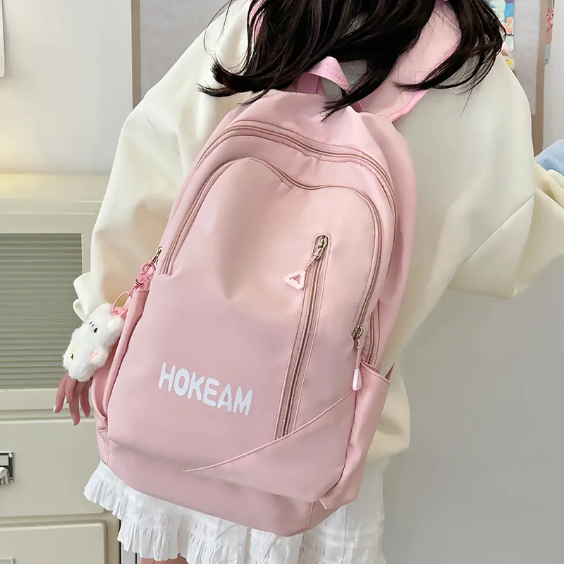 URBAN FOREST Nylon Backpack Unisex Light Green/Pink/Yellow/Black/White-8