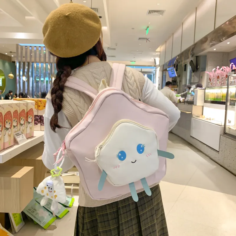 URBAN FOREST Nylon Backpack Unisex Pink/Yellow/White-1