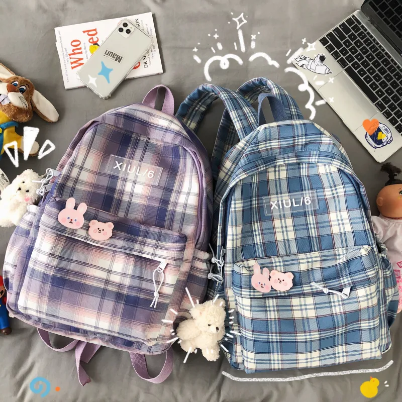 URBAN FOREST Cotton Linen Blend Backpack Unisex Black/Gray/Purple/Blue/Green-27