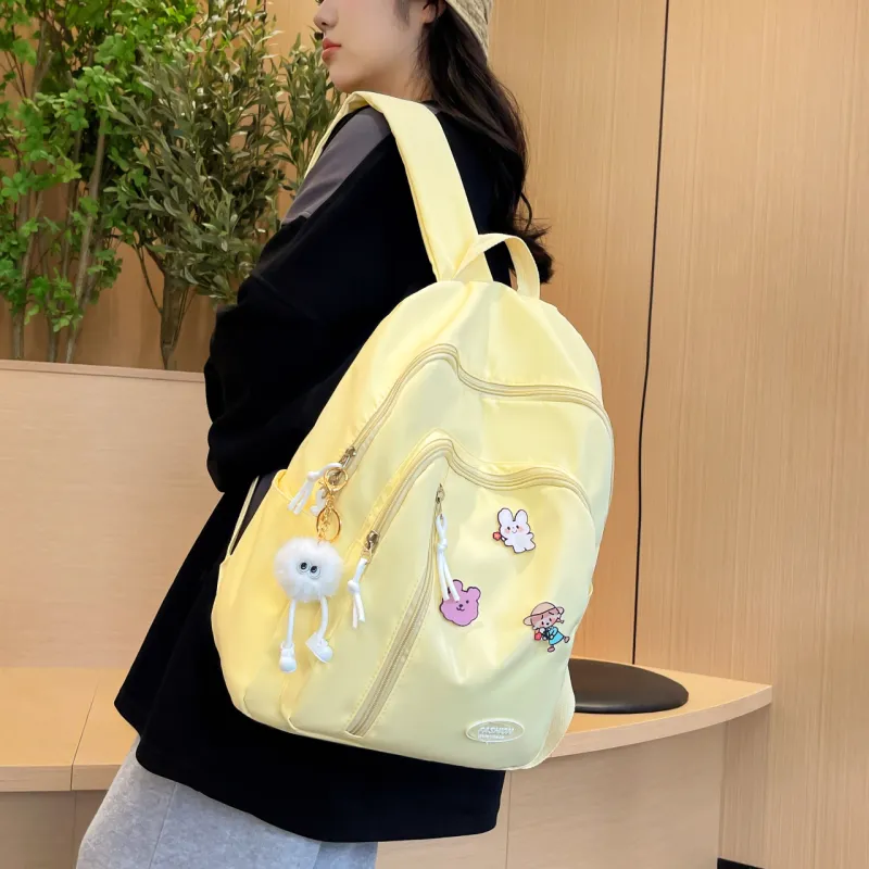 URBAN FOREST Nylon Backpack Unisex Light Yellow/Light Green/Ivory/Black-1