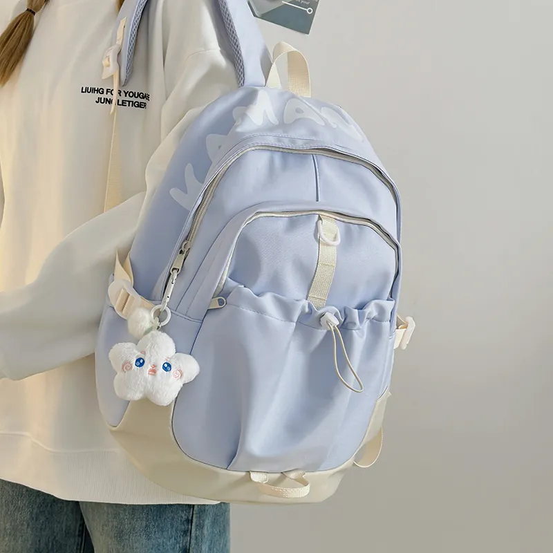 URBAN FOREST Nylon Backpack Unisex Yellow/Blue/Pink/Black/White-17