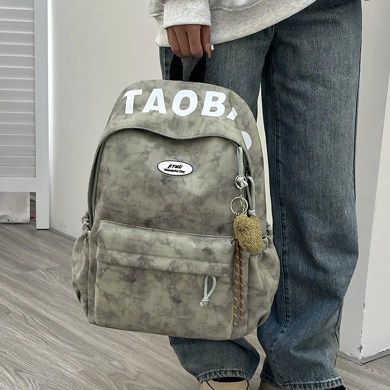 URBAN FOREST Nylon Backpack Unisex White/Black/Burgundy/Green-16