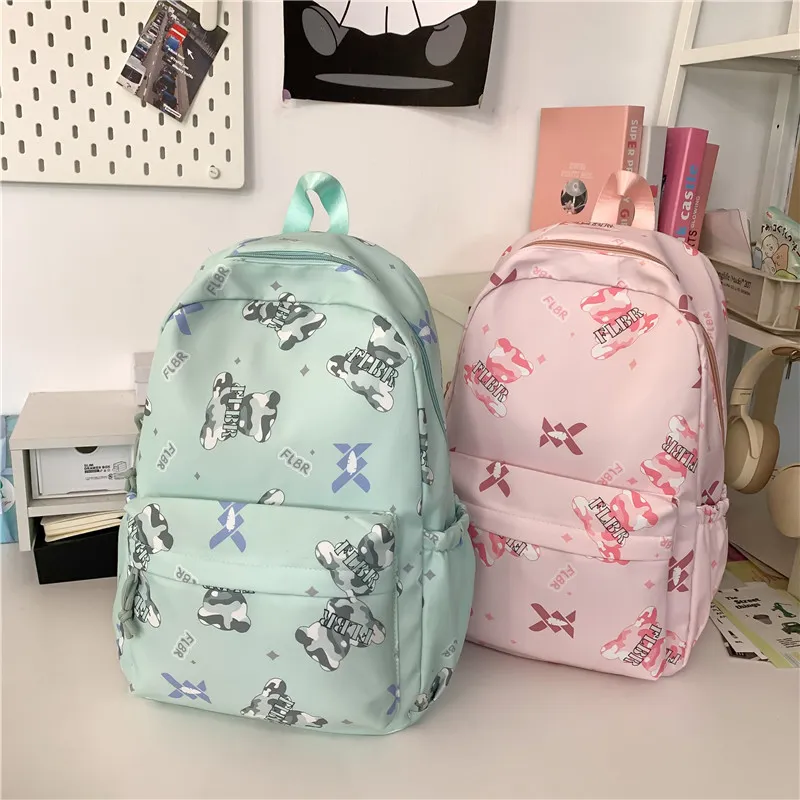 URBAN FOREST Nylon Backpack Unisex White/Color/Black Purple/Green/Lazy/Cover-19