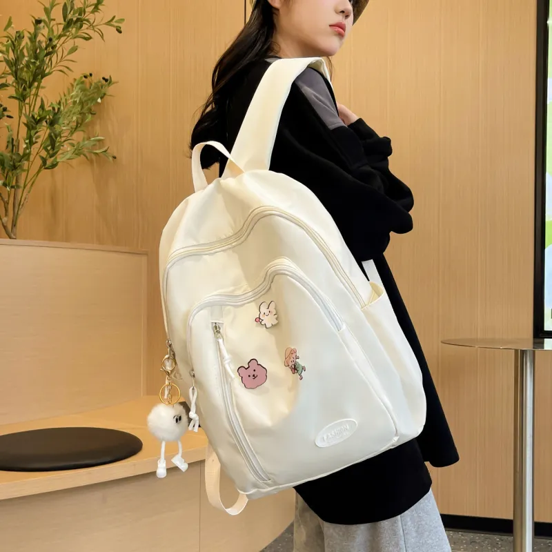 URBAN FOREST Nylon Backpack Unisex Light Yellow/Light Green/Ivory/Black-17