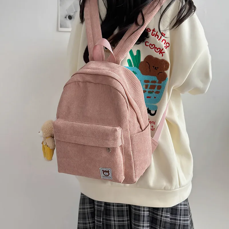 URBAN FOREST Corduroy Backpack Unisex Multicolor-5